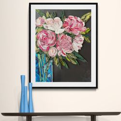 Original quilled wall art Paper painting Bouquet with peonies | Quilling Art