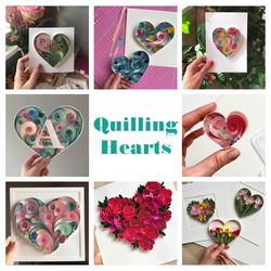 Set of patterns with Hearts - Quilling LOVE ideas - Templates for quilling
