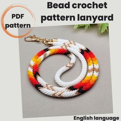 White lanyard pattern, Pattern teacher lanyard, Ethnic lanyard pattern, Bead crochet pattern, Pattern lanyard holder