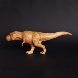 Wooden dinosaur Tyrannosaurus Rex, wooden hand carved statue T-rex