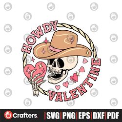 Retro Howdy Valentine Skeleton SVG