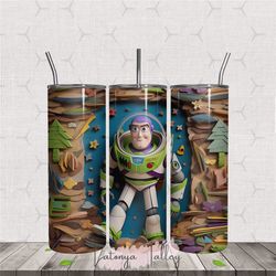 3d cartoon buzz lightyear design tumbler wrap png