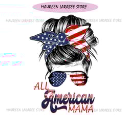 all american mama messy bun american bandana png