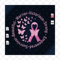 beautiful warrior, breast cancer gift, breast cancer svg, cancer awareness, cancer ribbon svg, breast cancer ribbon, bre