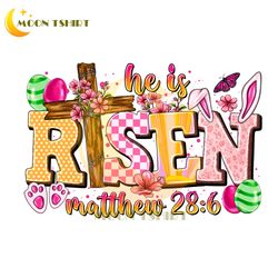he is risen bunny ears easter day matthew 28:6 png