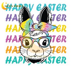 happy easter tie dye bandana bunny png