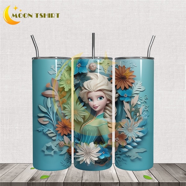 Elza Wrapper 3D Floral Frozen Princess Elsa Tumbler Wrap PNG - Inspire Uplift