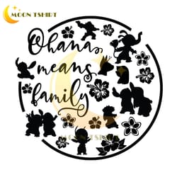 round pattern ohana means family lilo and stitch svg