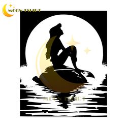 little princess ariel sitting under the sunset svg