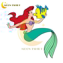 the little mermaid ariel and flounder fish svg clipart