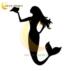 disney princess mermaid ariel holding a conch silhouette svg