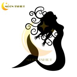 beautiful little mermaid ariel silhouette art svg