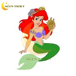 the little mermaid princess ariel holding conch png