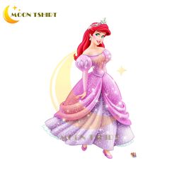 little princess ariel in pink glitter dress png