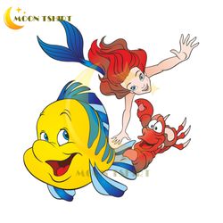 princess ariel and friends flounder fish sebastian png