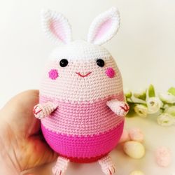 Pink bunny Crochet Pattern pdf in English. Nice little gift for anyone. Easter decoration. Amigurumi pattern bunny toy.