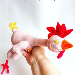 Rooster carcass- Hot chick- Crochet Pattern pdf in english. Amigurumi pattern PDF chicken body soft toy. Cool chick toy