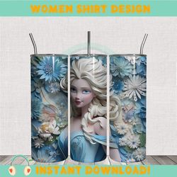 3d floral queen elsa 20oz skinny tumbler wrap png