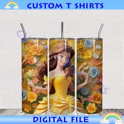 disney beauty and the beast princess flower tumbler wrap png