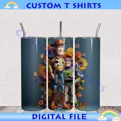 3d floral woody and buzz lightyear tumbler wrap png