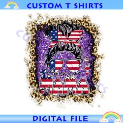 american mama glitter messy bun patriotic day png