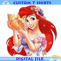 princess ariel with flower costume and conch png