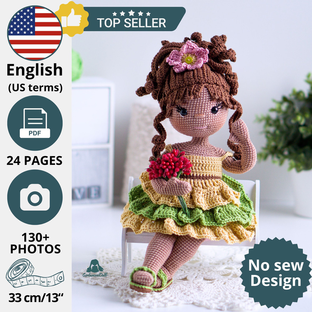 Emily Crochet Doll Pattern PDF With Clothes  Nosew Amigurumi Design 0