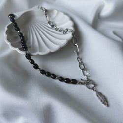 Black Pearl necklace, pearl necklace, handmade jewelry, handmade accessories, ready to ship