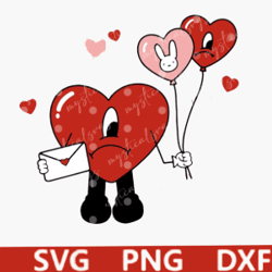 valentine day svg png, bad bunny, cupid, layered svg for cricut, el conejo malo