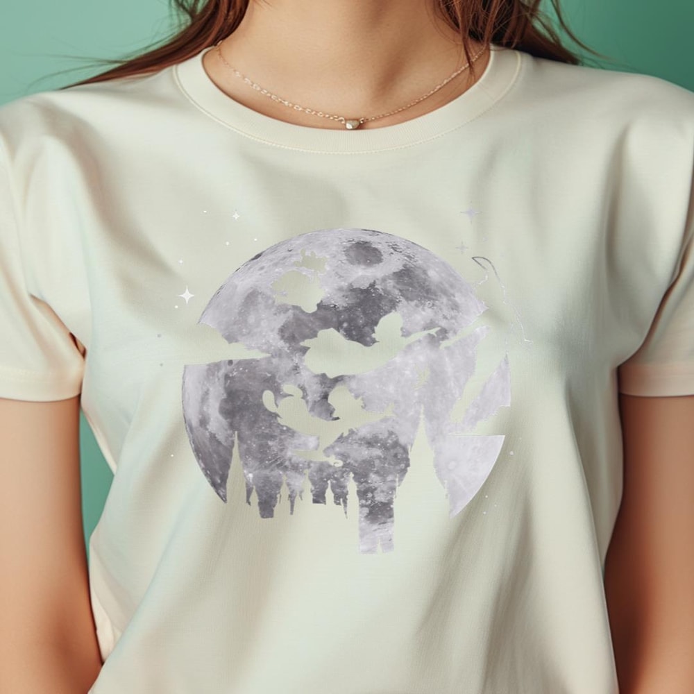 Disney Peter Pan Flying By The Moon Silhouette PNG, Peter Pan PNG, Tinker Bell Digital Png Files.jpg