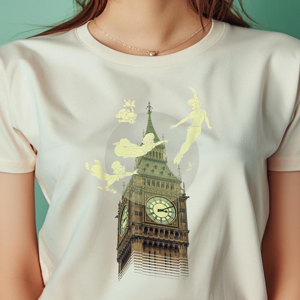 Disney Peter Pan The Darlings Flying By Clock Tower PNG, Peter Pan PNG, Tinker Bell Digital Png Files.jpg