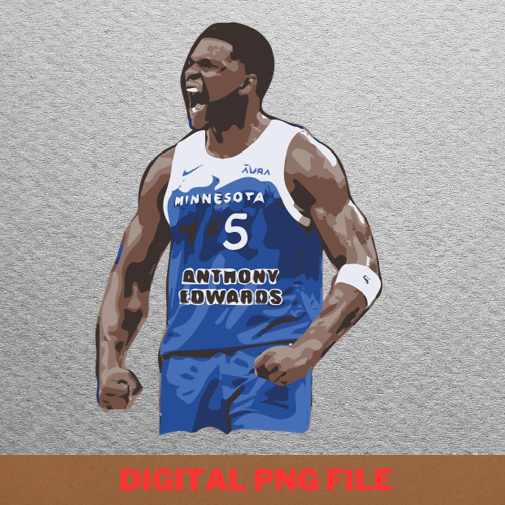 Anthony Edwards Basketball Nba Style PNG, Anthony Edwards PNG, Basketball Player Digital Png Files.jpg