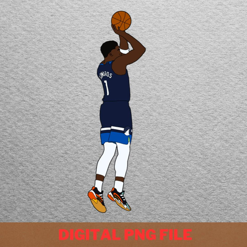 Anthony Edwards Jumpshot Minimal Determination PNG, Anthony Edwards PNG, Basketball Player Digital Png Files.jpg