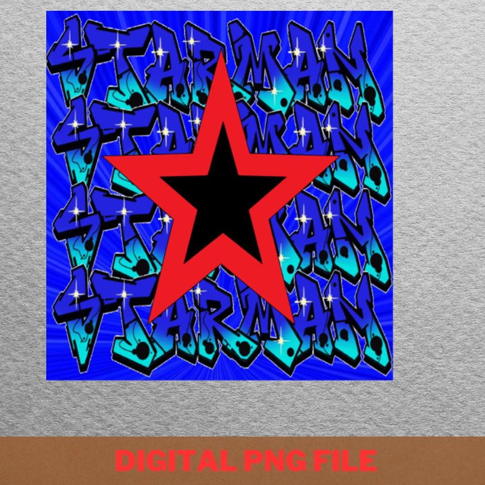 Starman Red Dark - Bowie Unique Blend PNG, David Bowie PNG, Pop Art Digital Png Files.jpg