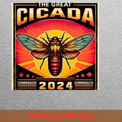 cicada 2024 woodland png, cicada 2024 png, bug lover digital png files