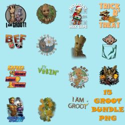 15 marvel groot png bundle, marvel comic groot layered digital file, marvel comic groot png bundle digital download