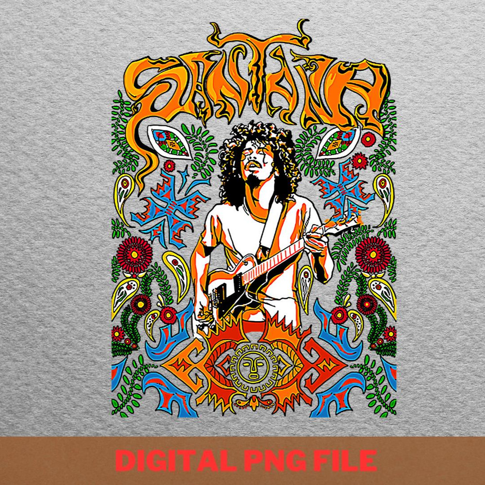 Carlos Santana Iconic Guitarwork PNG, Carlos Santana PNG, Psychedelic Rock Digital Png Files.jpg