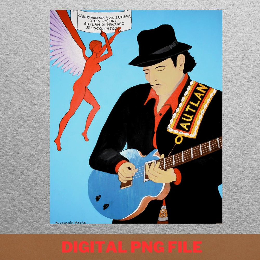 Carlos Santana Vibrant Notes PNG, Carlos Santana PNG, Psychedelic Rock Digital Png Files.jpg