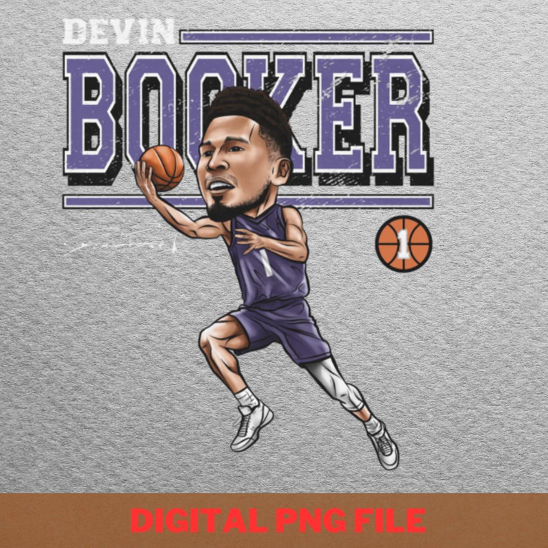 Devin Booker Phoenix Cartoon - Devin Booker Performance PNG, Devin Booker PNG, Basketball Digital Png Files.jpg