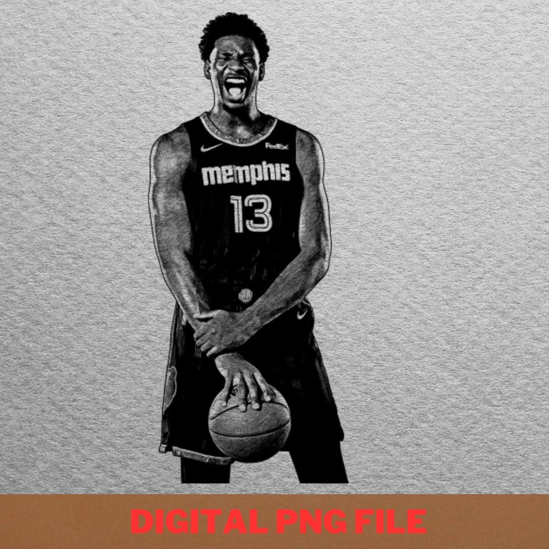 Ja Morant Focused PNG, Ja Morant PNG, Basketball Player Digital Png Files.jpg