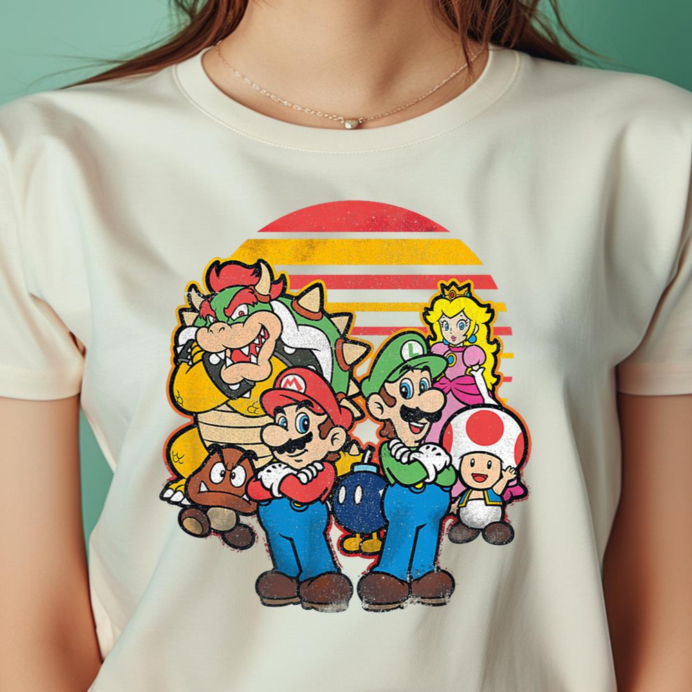 Nintendo Super Mario Group Retro Sunset PNG, Super Mario PNG, Mario Bros Digital Png Files.jpg