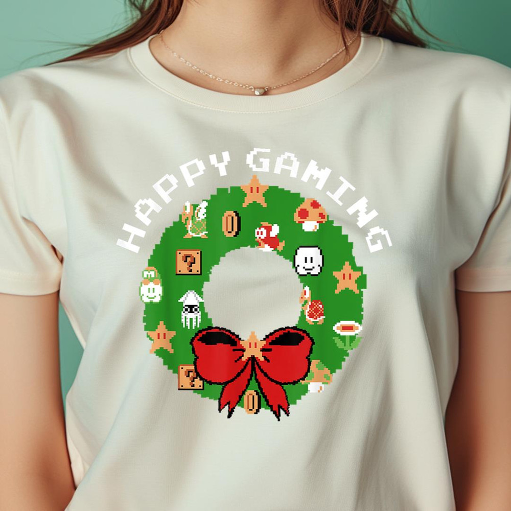 Nintendo Super Mario Happy Gaming Holiday Wreath PNG, Super Mario PNG, Mario Bros Digital Png Files.jpg