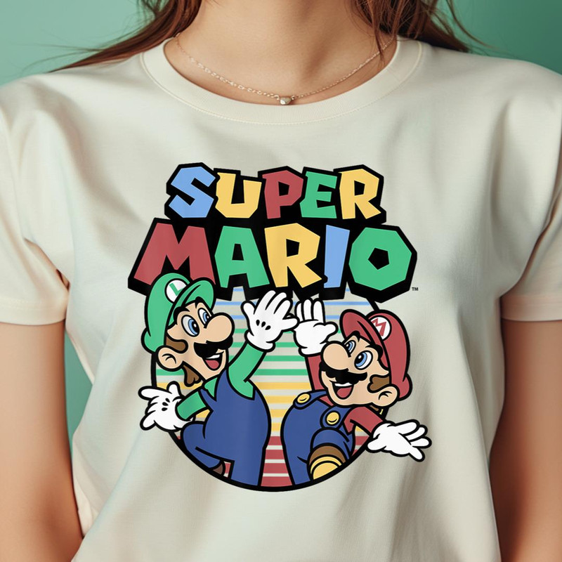 Nintendo Super Mario Luigi High Five Stripes PNG, Super Mario PNG, Mario Bros Digital Png Files.jpg