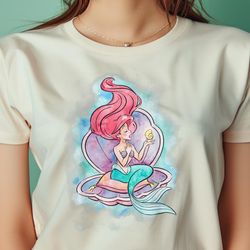 disney the little mermaid ariel in shell watercolor pose png, the little mermaid png, under the sea digital png files