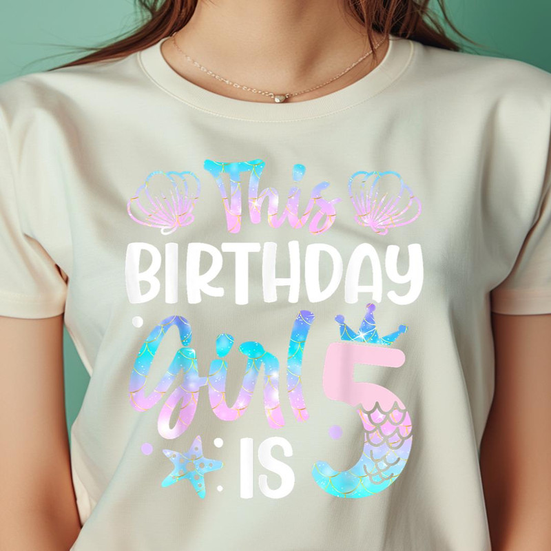 Mermaid Birthday Girls 5 Year Old Its My 5Th Bday Mermaid PNG, The Little Mermaid PNG, under the sea Digital Png Files.jpg