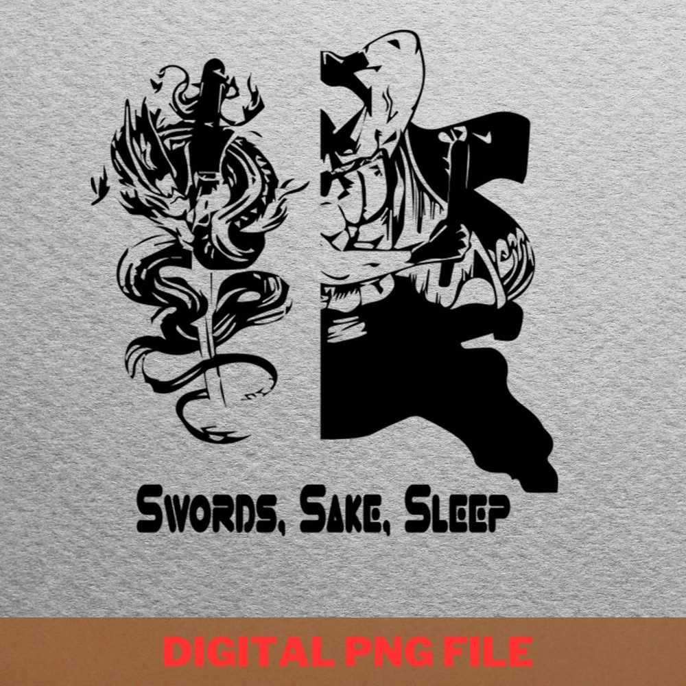 Zoro PNG, Zoro Determined Gaze Swords Sake Sleep PNG.jpg