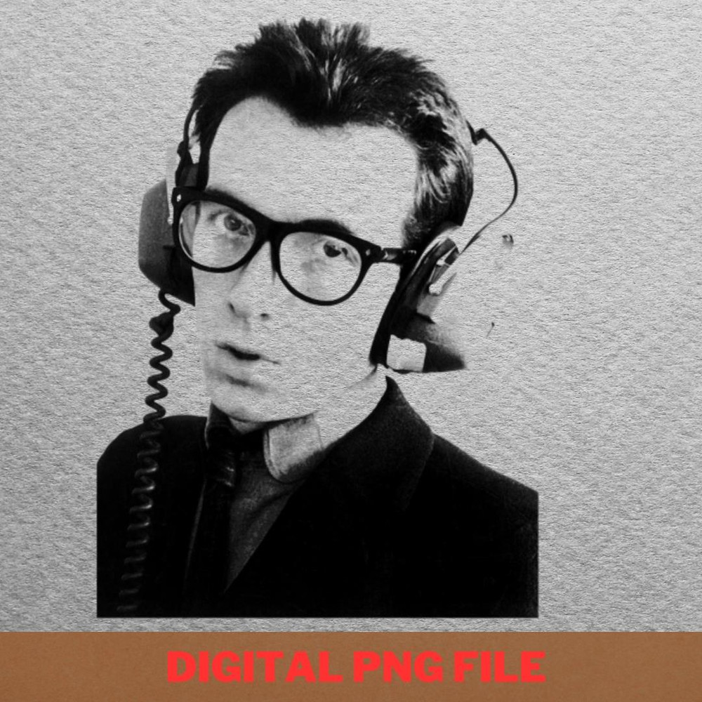 Elvis Costello Hums PNG, Elvis Costello PNG, Post Punk Digital Png Files.jpg