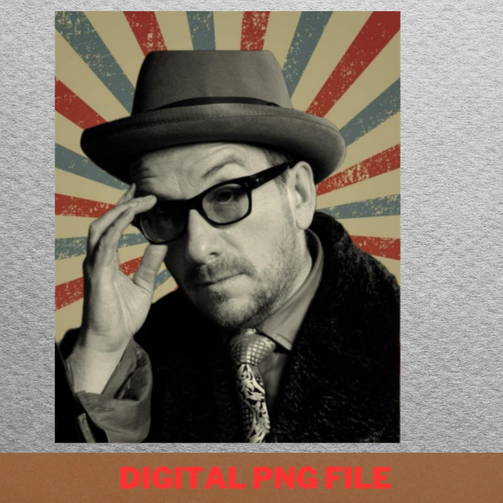 Elvis Costello Navigates PNG, Elvis Costello PNG, Post Punk Digital Png Files.jpg