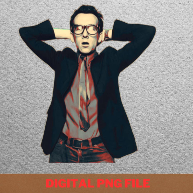 Elvis Costello Prescribes PNG, Elvis Costello PNG, Post Punk Digital Png Files.jpg