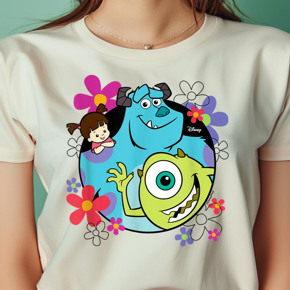 Monsters Inc - Sully Mike Wazoski Boo Floral Circle Group PNG, Monsters Inc PNG, Monsters University Digital Png Files.jpg